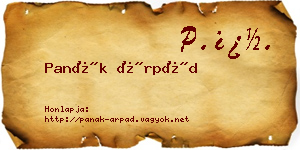 Panák Árpád névjegykártya