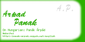 arpad panak business card